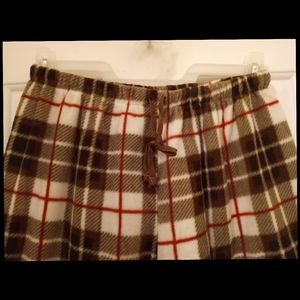Men Fleece Plaid Drawstring Elastic Waist Pajama Pants